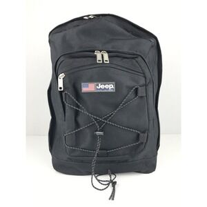 Jeep Travel Equipment Black Backpack Bag US Flag Patch Outdoor Adventure